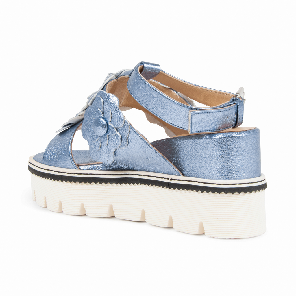 Sandalia Plataforma Mujer V1969 Italia Azul Claro B3042DO CAPRA VETREX LAM AZZURRO