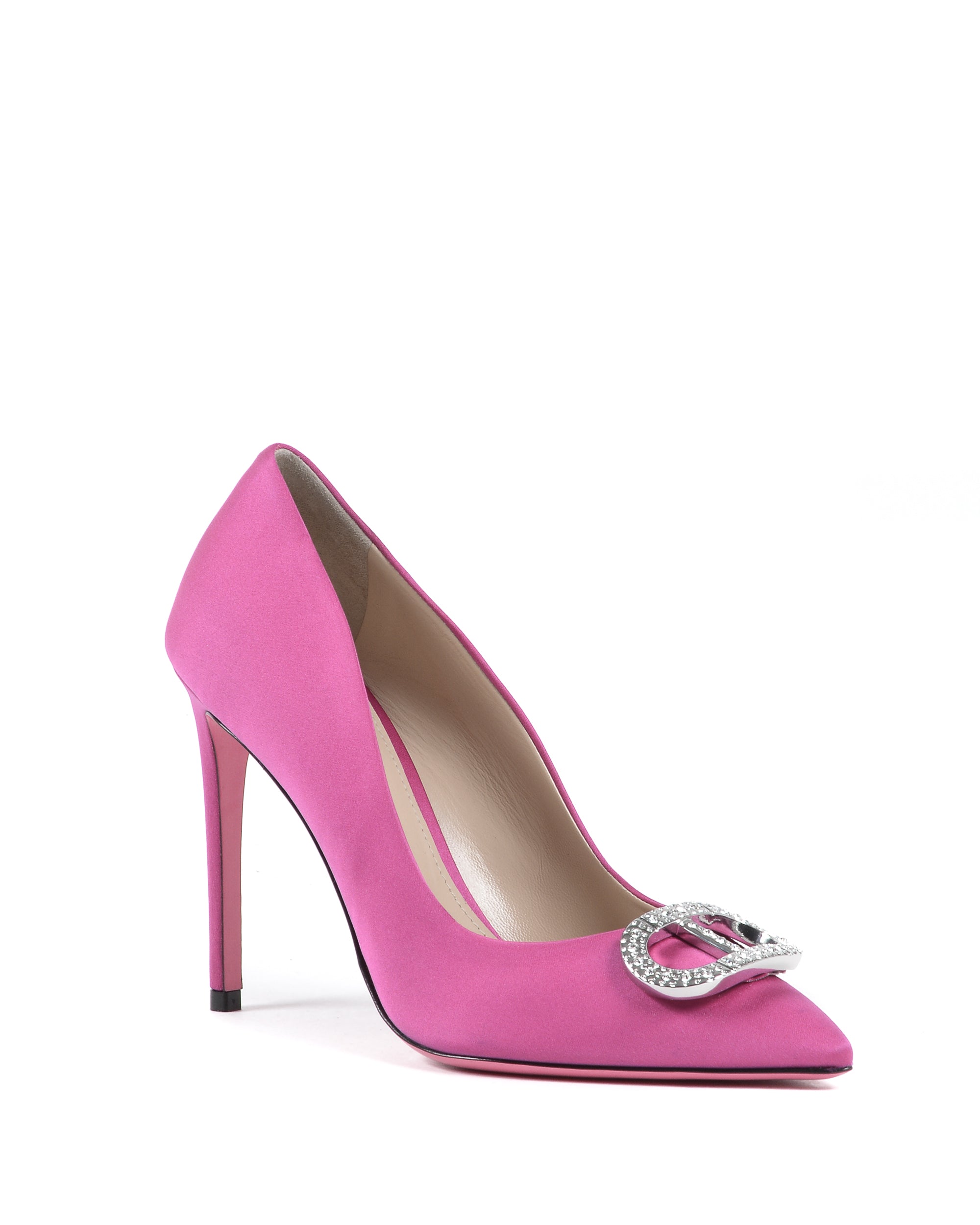 Zapatos de salón de satén Cenicienta fucsia