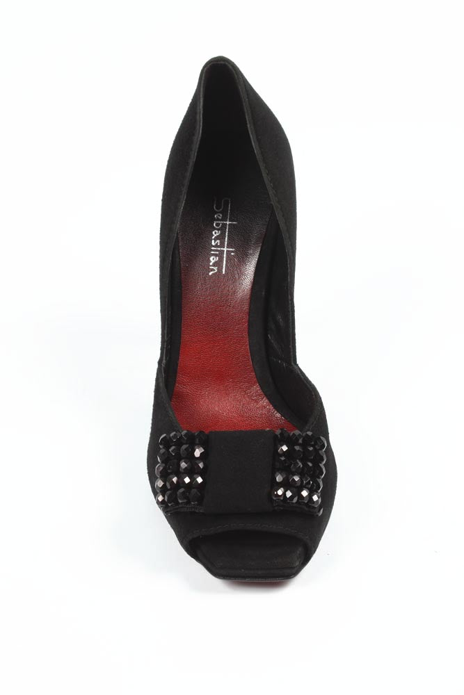 Zapatos de salón de mujer Sebastian Milano con punta abierta 2919 NEGRO