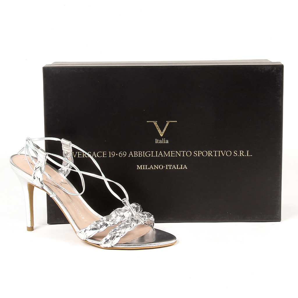 Sandalia V 1969 Italia para mujer, color plata, LETITIA