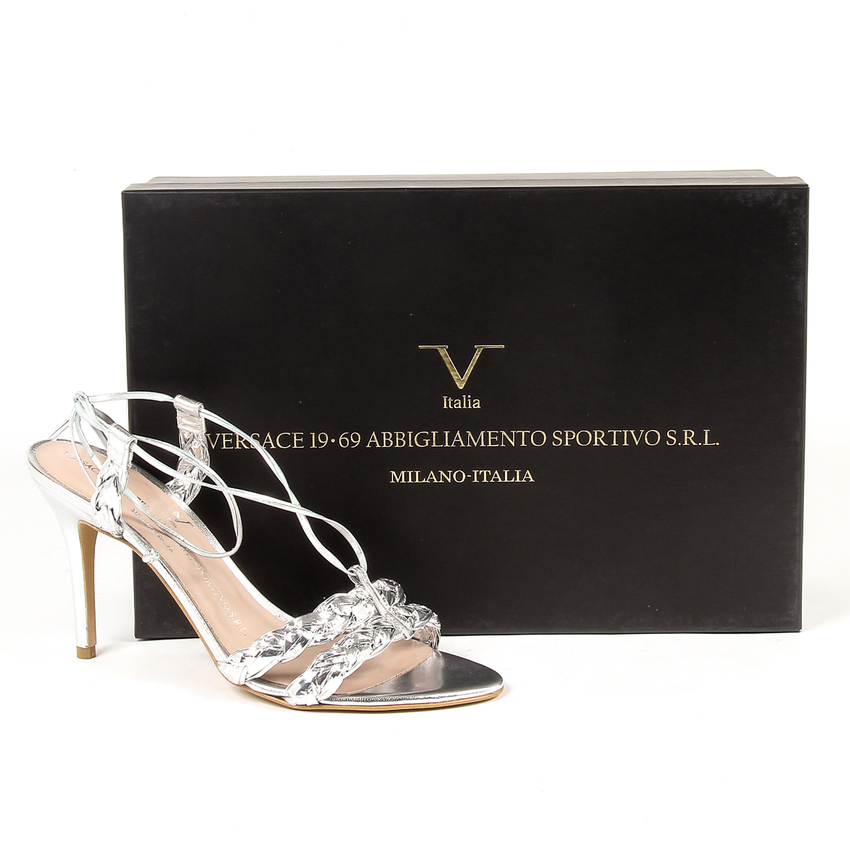 Sandalia V 1969 Italia para mujer, color plata, LETITIA