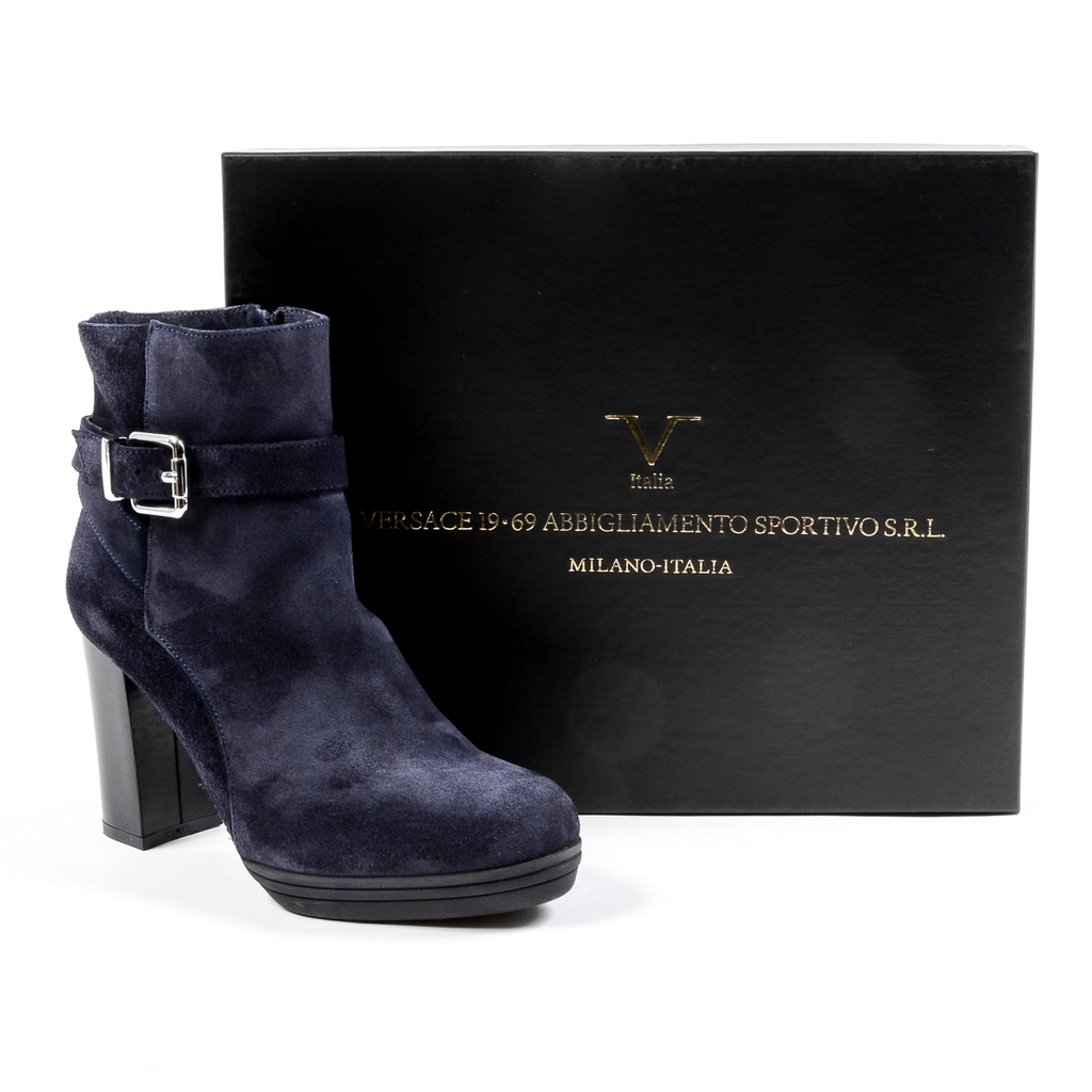 V 1969 Italia Botín de tacón para mujer Azul SAMANTHA