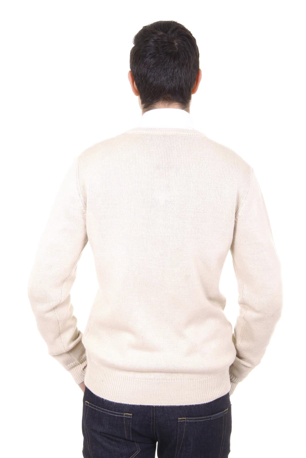 V 1969 Italia Jersey con cuello de pico para hombre 9803 SCOLLO V SABBIA