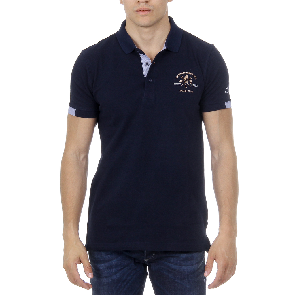 Polo Ufford & Suffolk Polo Club para hombre, manga corta, US025, azul marino