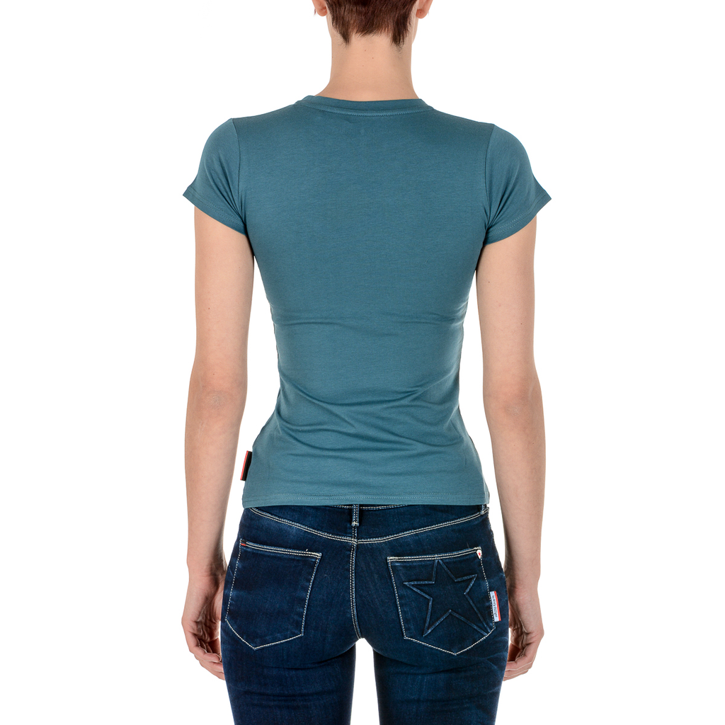 Camiseta Andrew Charles para mujer, manga corta, cuello redondo, verde TARANA