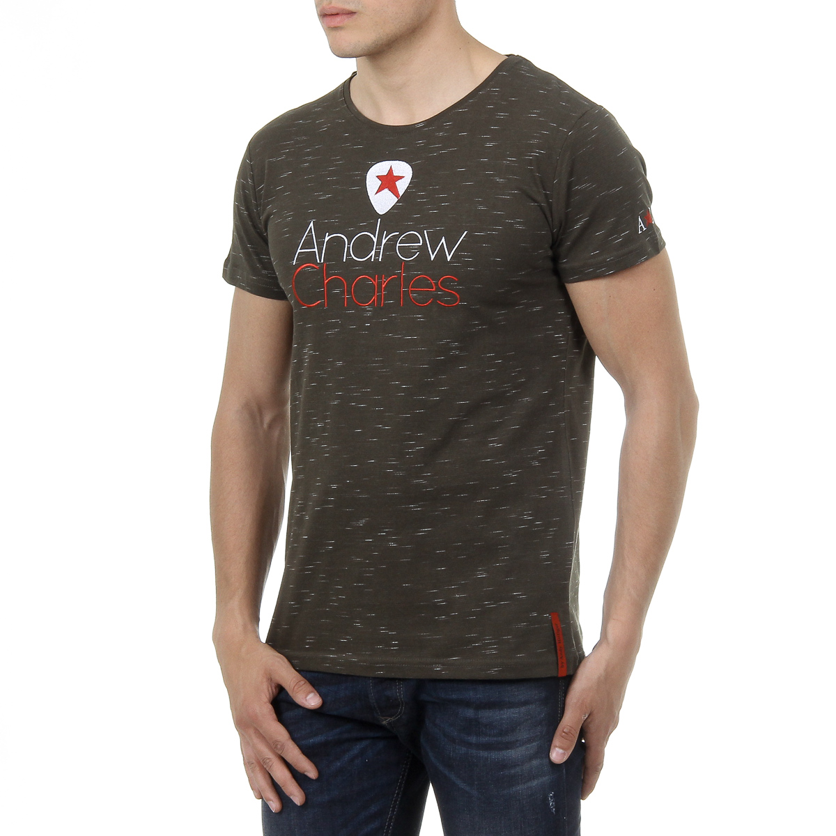 Andrew Charles Mens T-Shirt Short Sleeves Round Neck Dark Green JACK