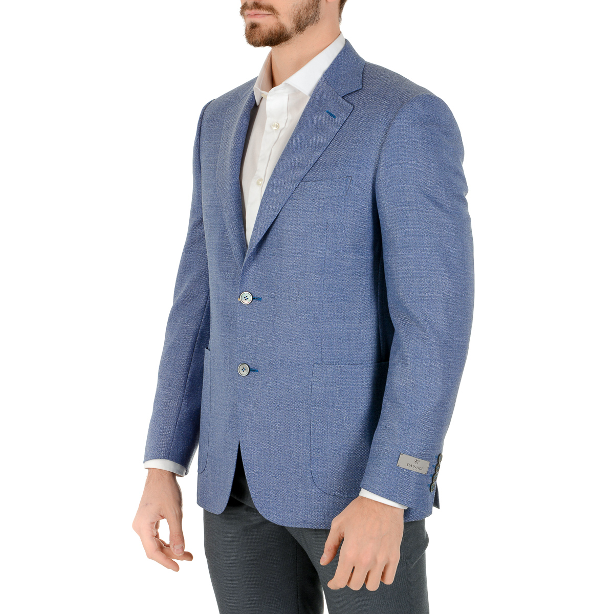 Chaqueta Canali para hombre de manga larga azul claro