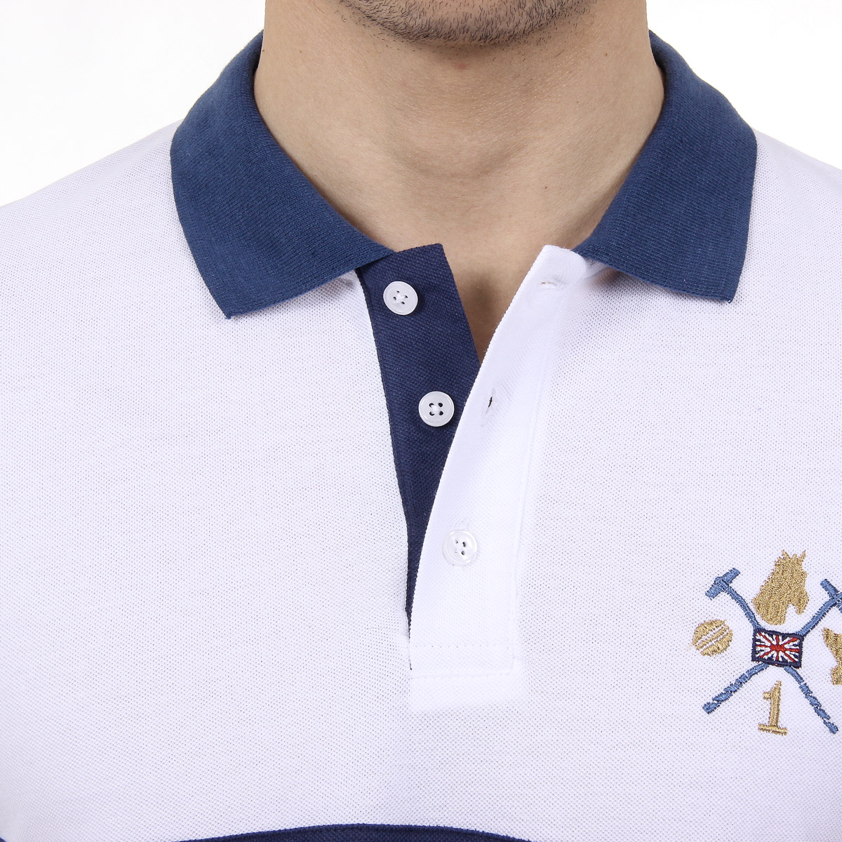 Polo Ufford & Suffolk Polo Club para hombre, manga corta, US002, blanco