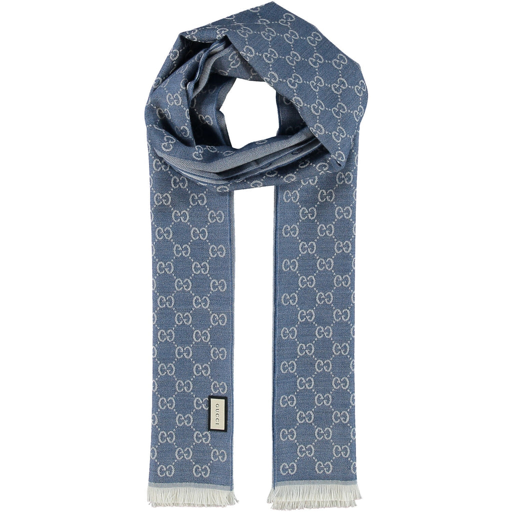 Bufanda Gucci para hombre 40x180 azul claro