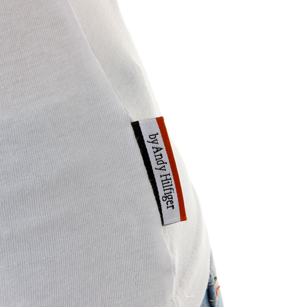 Camiseta Andrew Charles para mujer, manga corta, cuello en V, blanca, TAPIWA