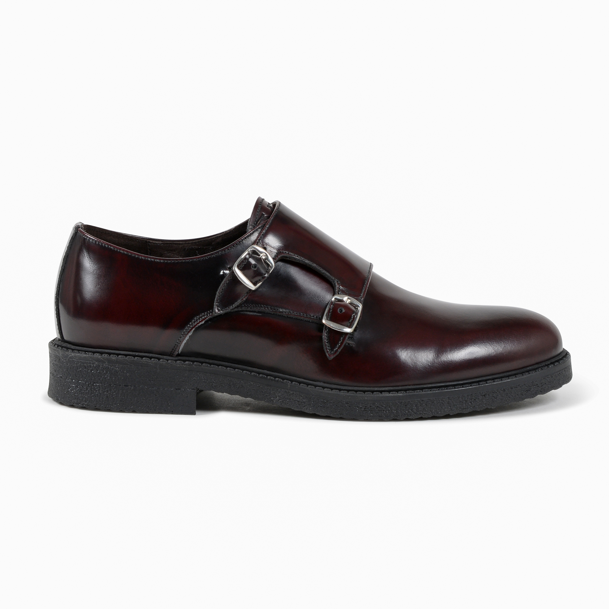 19V69 Italia Zapato de doble hebilla para hombre Burdeos 1210 G ABRASIVATO BORDEAUX
