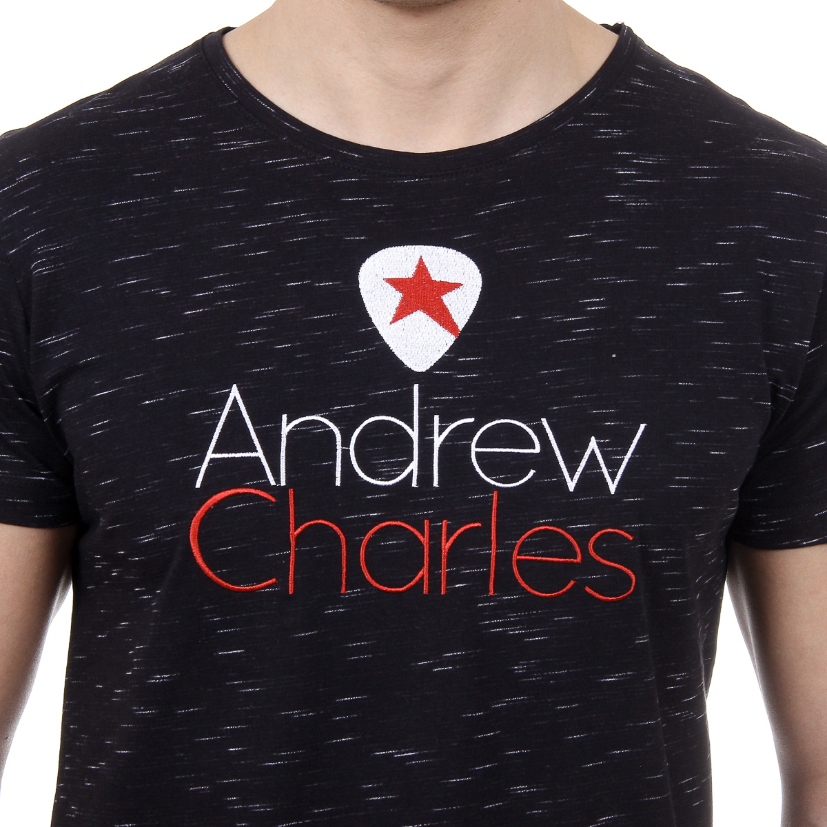 Andrew Charles Mens T-Shirt Short Sleeves Round Neck Black JACK