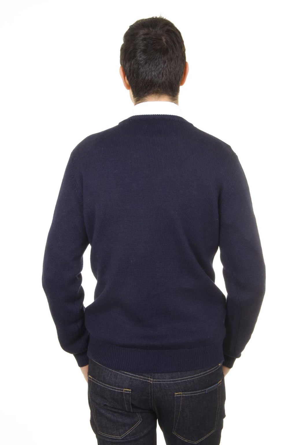 Suéter de cuello redondo para hombre V 1969 Italia 9802 GIROCOLLO BLU NAVY