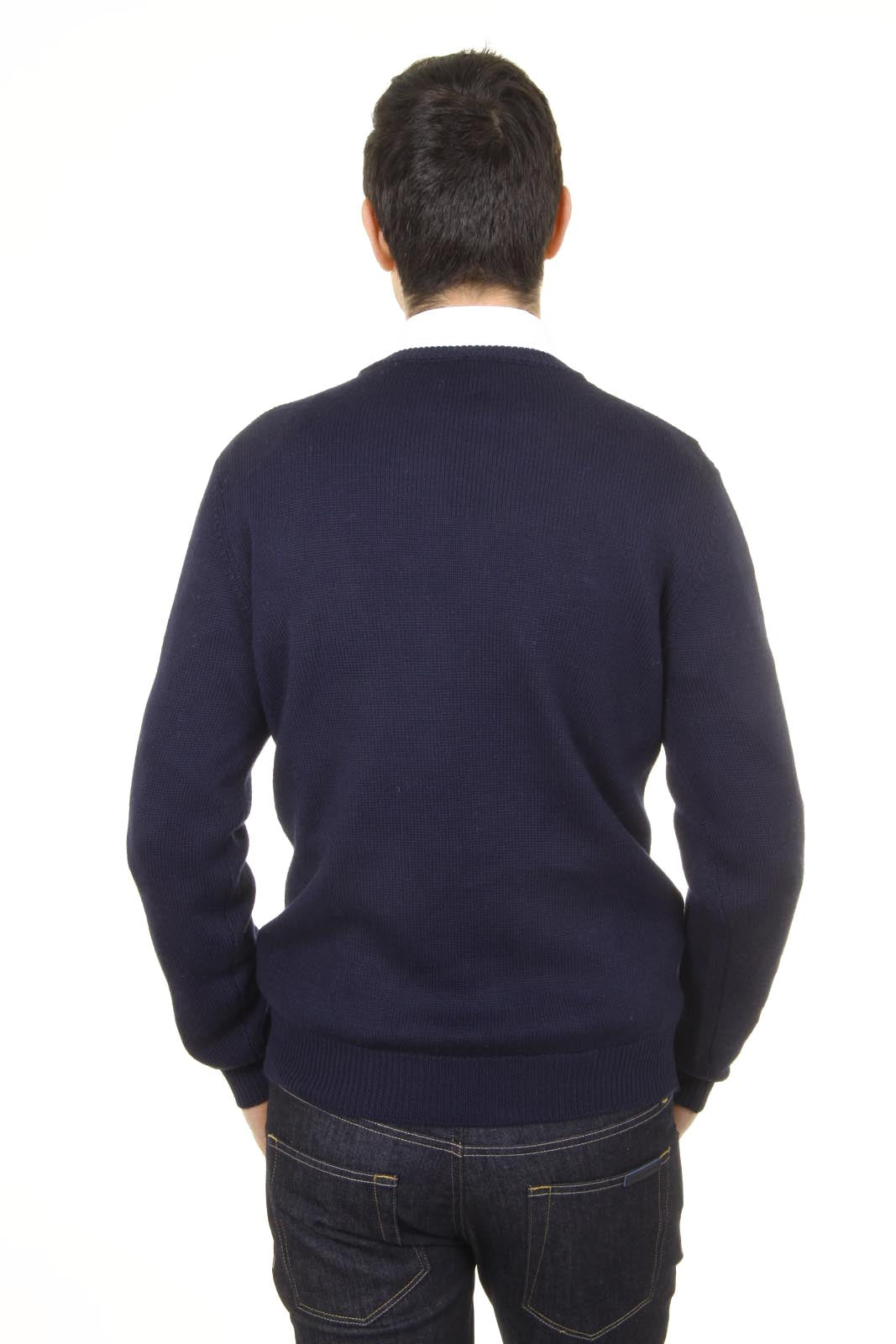 Suéter de cuello redondo para hombre V 1969 Italia 9802 GIROCOLLO BLU NAVY