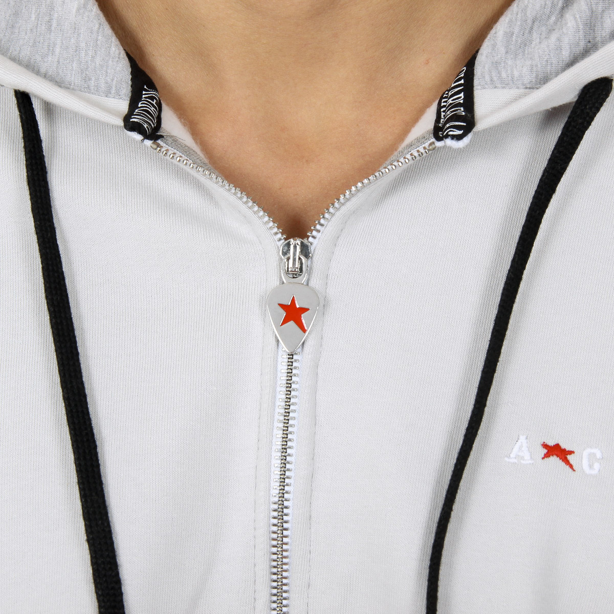 Sudadera con capucha Andrew Charles para hombre con cremallera, manga larga, cuello redondo, gris claro FELA