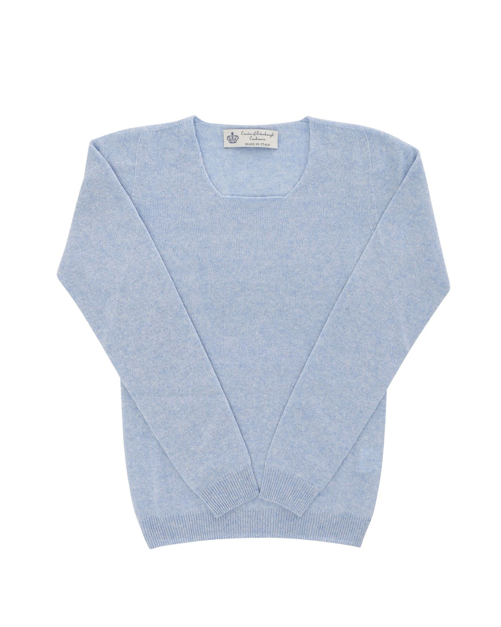 Suéter de cuello cuadrado para mujer de cachemira Crown of Edinburgh COE 0024 AZUL CLARO