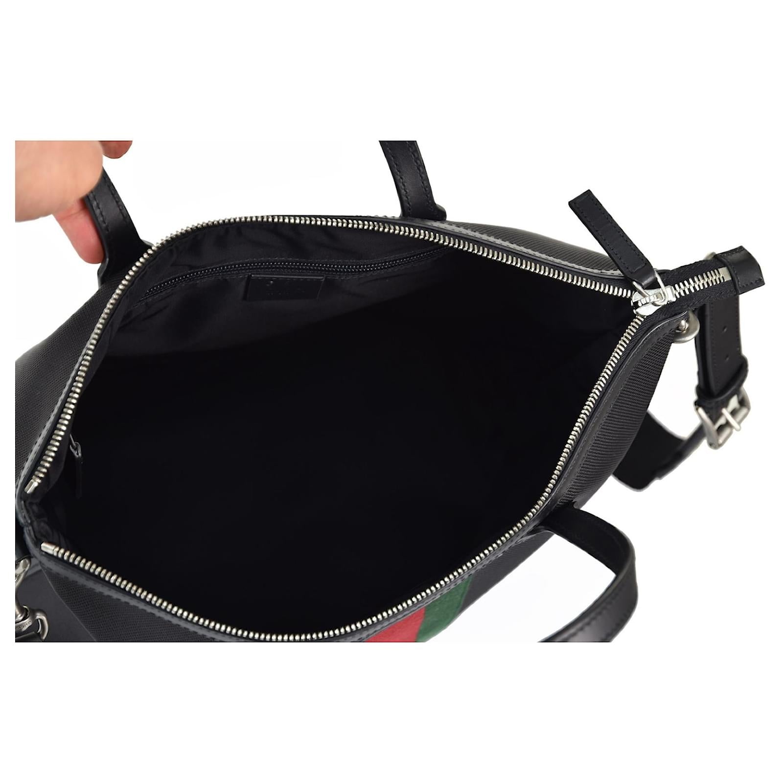 Bolso tote Gucci Web Stripe para hombre, color negro