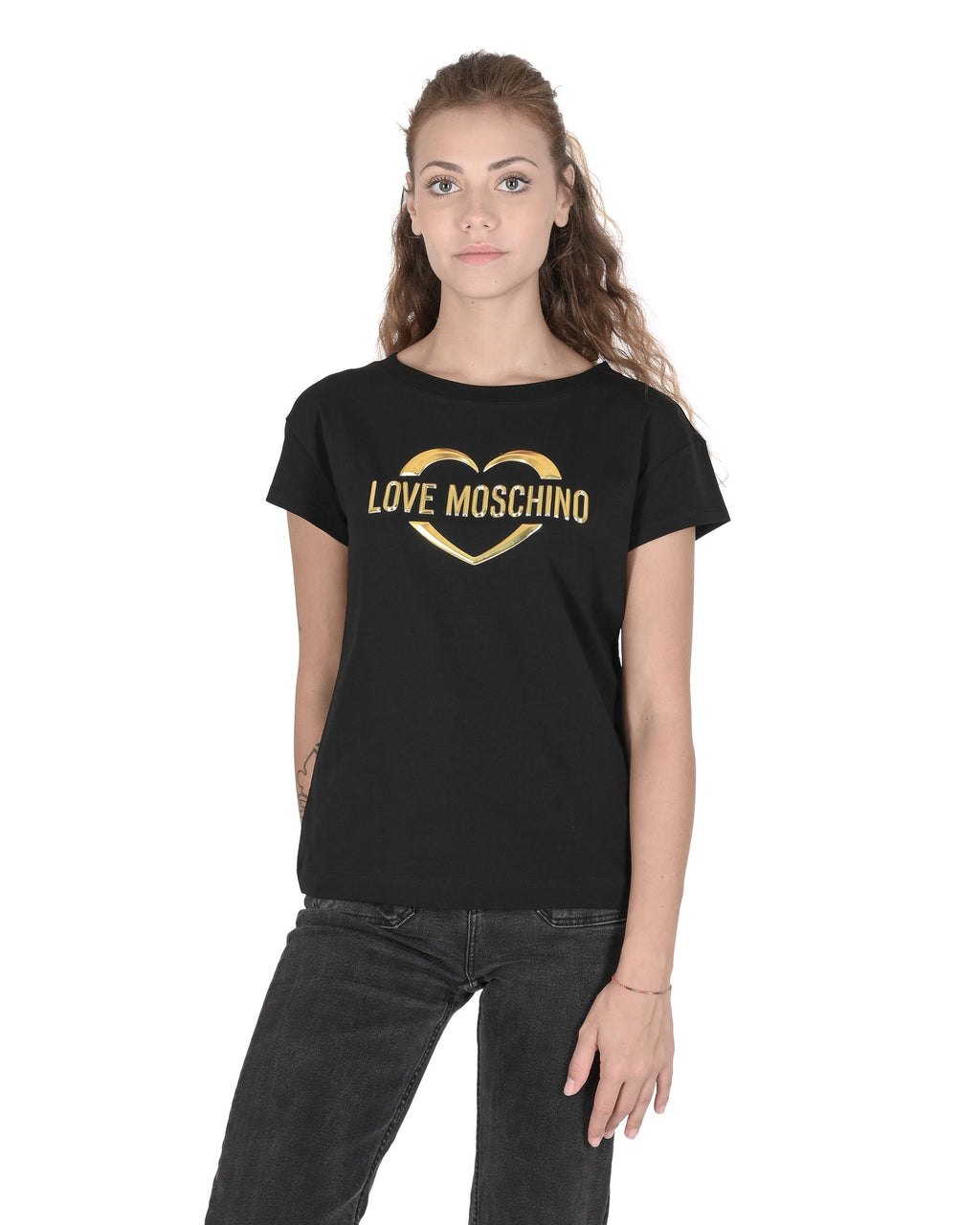 Camiseta Love Moschino para mujer W 4 F30 2R E 1951 C74 NEGRO