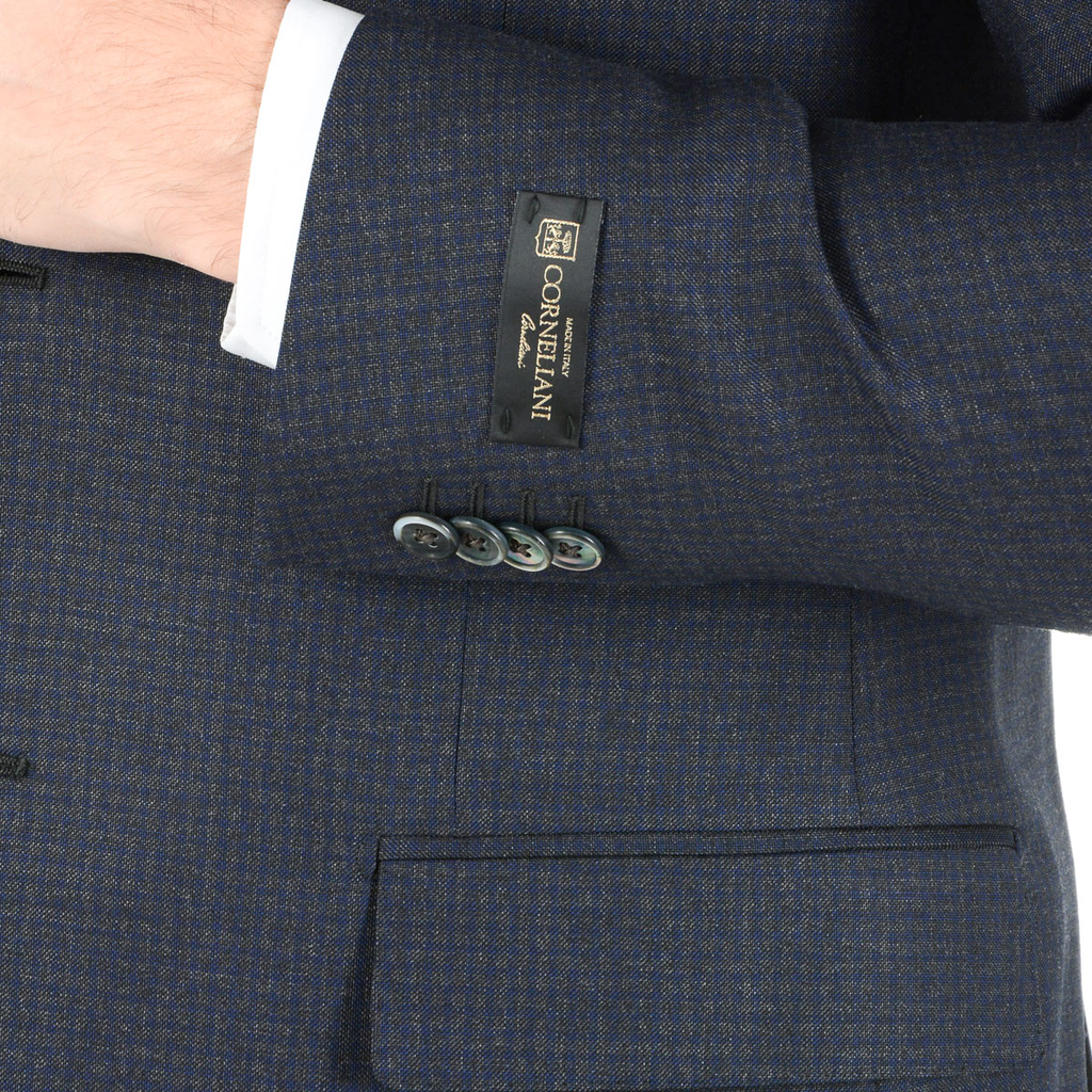 Corneliani Mens Suit Long Sleeves Dark Grey Super 110's
