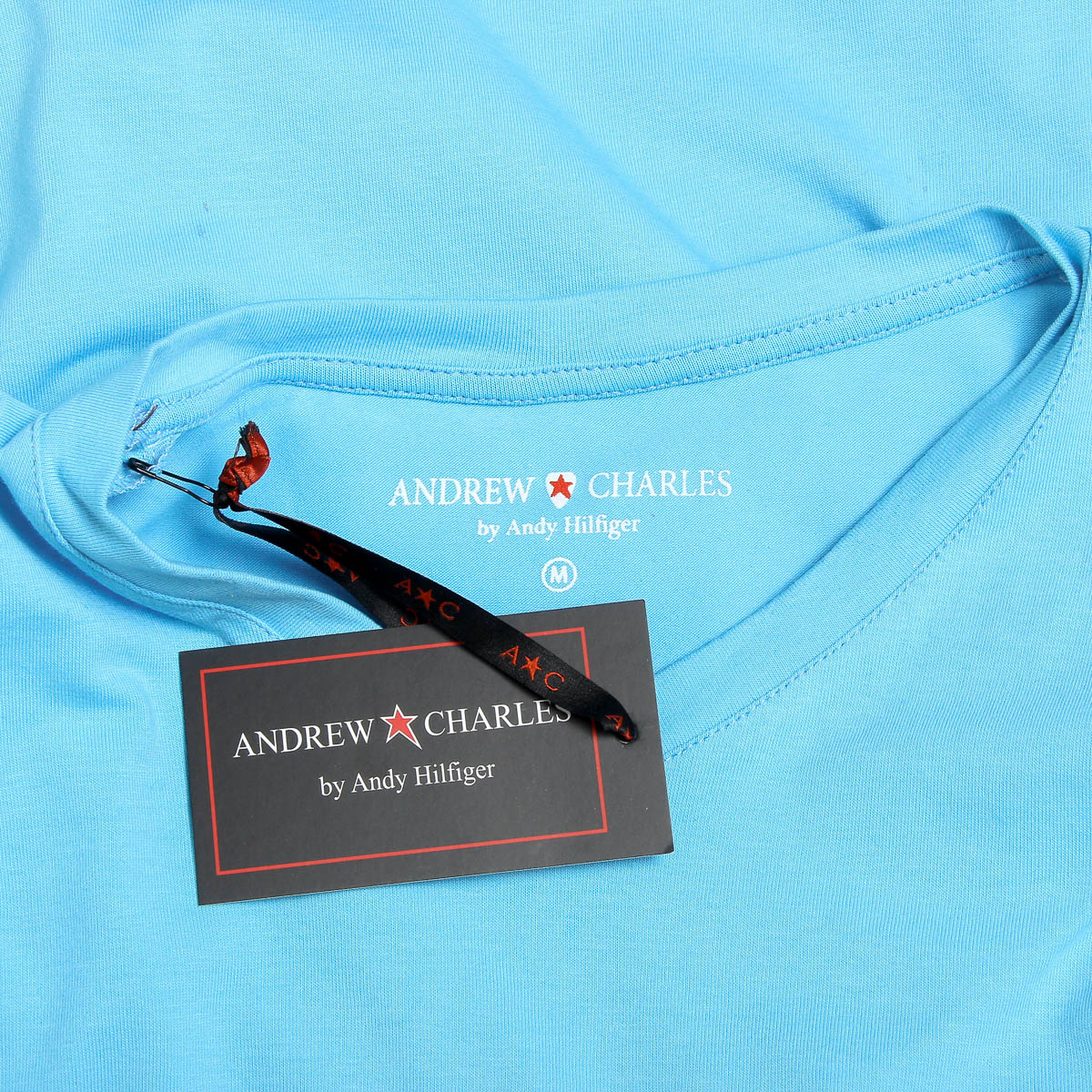 Camiseta Andrew Charles para hombre, manga corta, cuello en V, azul claro, KENAN