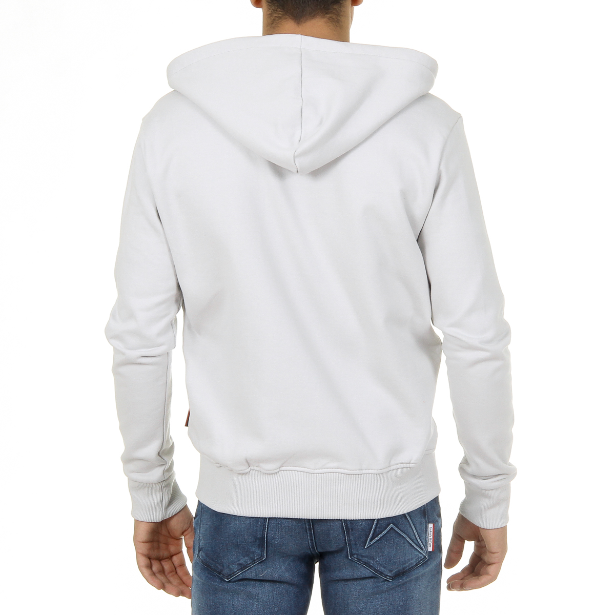 Sudadera con capucha Andrew Charles para hombre con cremallera, manga larga, cuello redondo, gris claro FELA