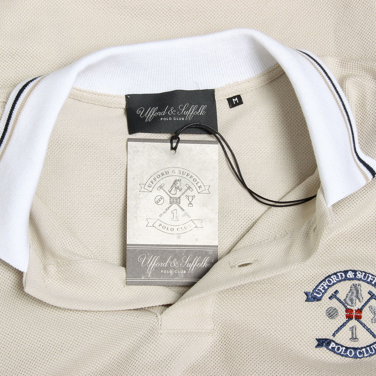 Polo Ufford & Suffolk Polo Club para hombre, manga corta, beige, FURIA