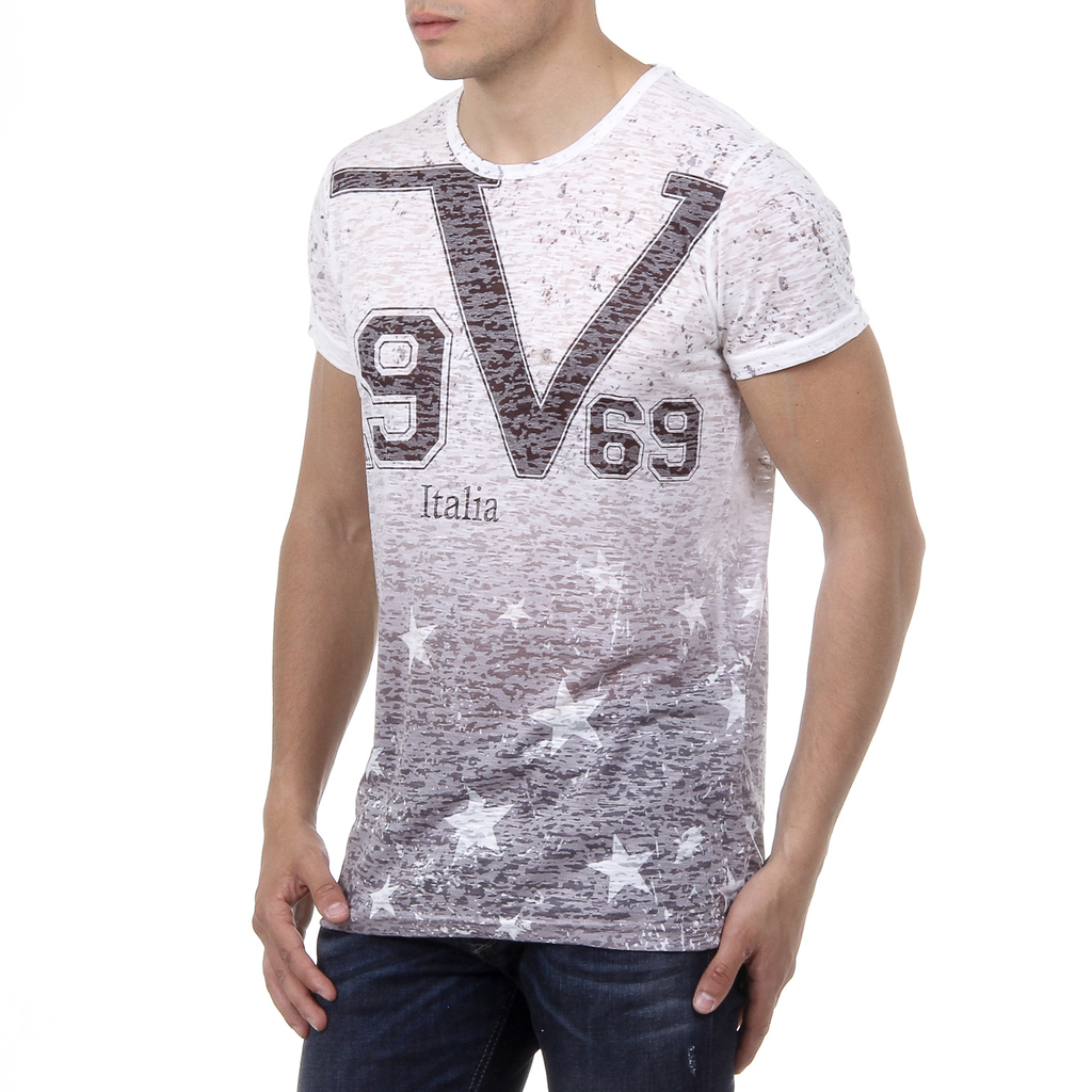 V 1969 Italia Mens T-shirt Short Sleeves Round Neck Multicolor DAVID
