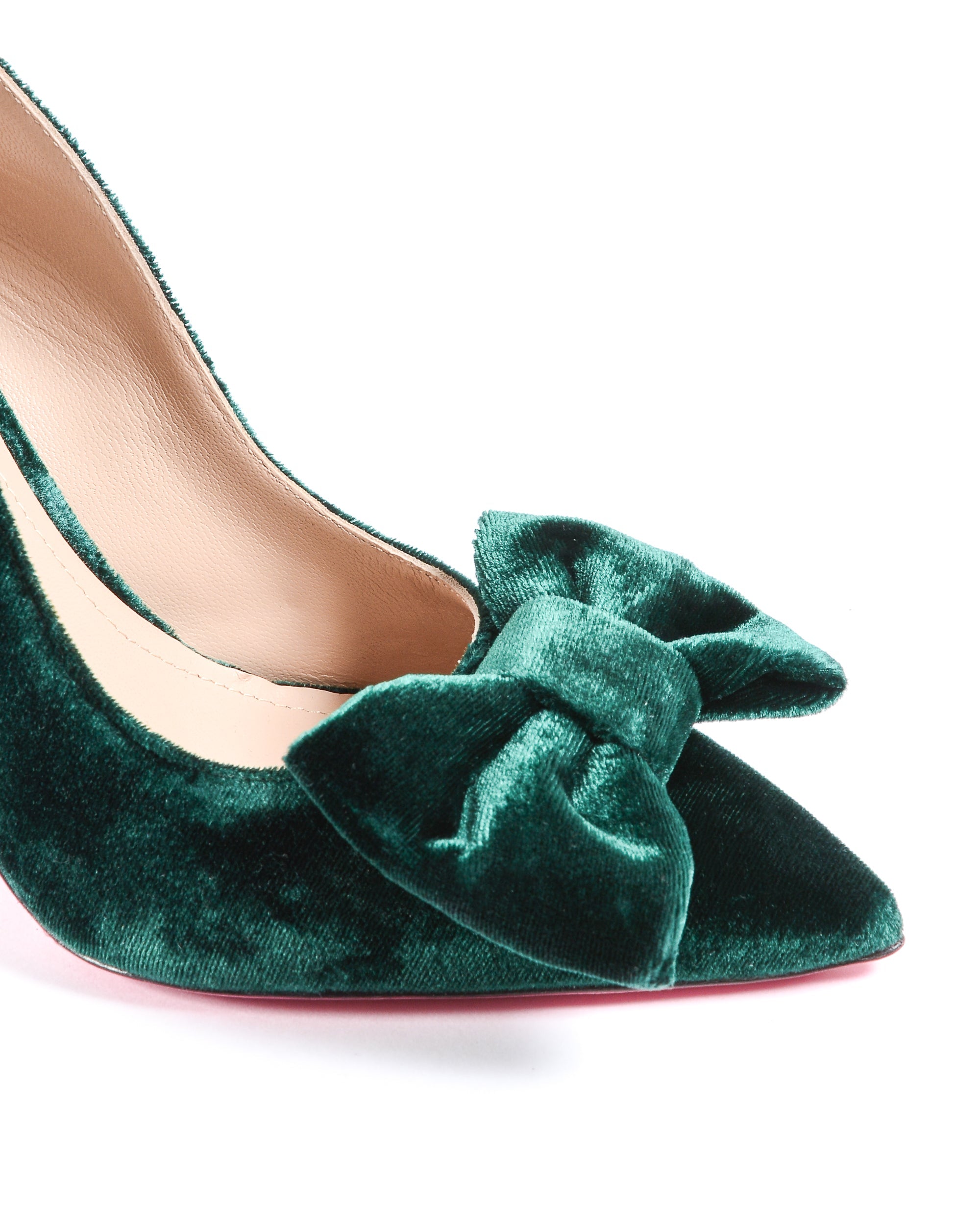 Zapatos de salón con lazo de terciopelo para mujer - Verde
