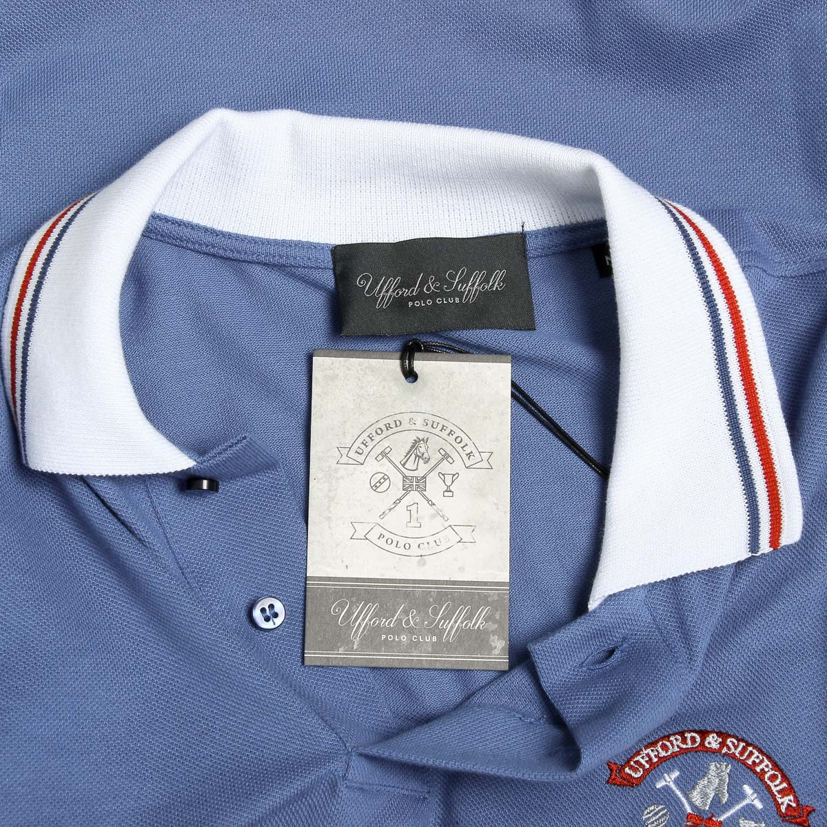Polo Ufford & Suffolk Polo Club para hombre, manga corta, azul claro, DAGO