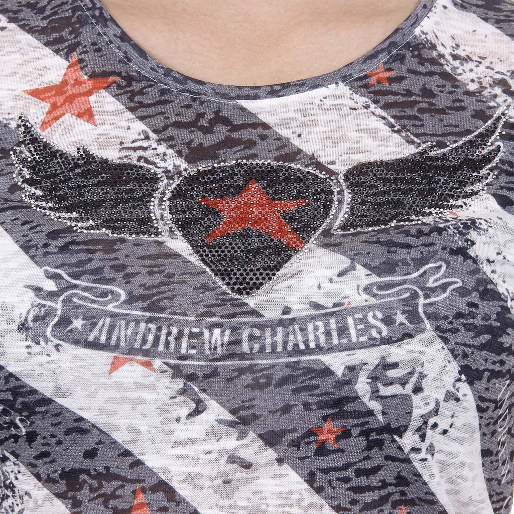 Andrew Charles Womens T-shirt Short Sleeves Round Neck Dark Blue CAROLINE