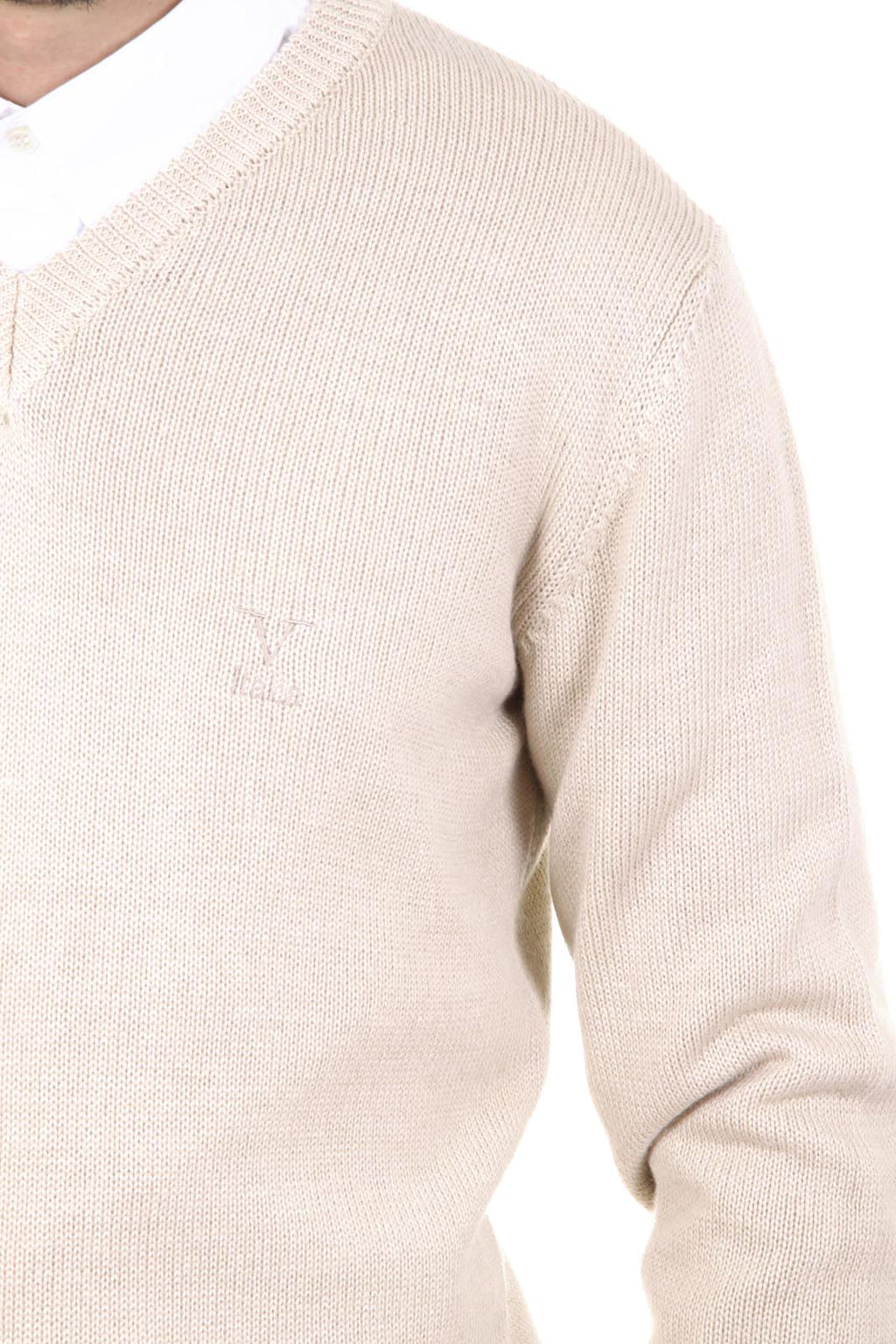 V 1969 Italia Jersey con cuello de pico para hombre 9803 SCOLLO V SABBIA
