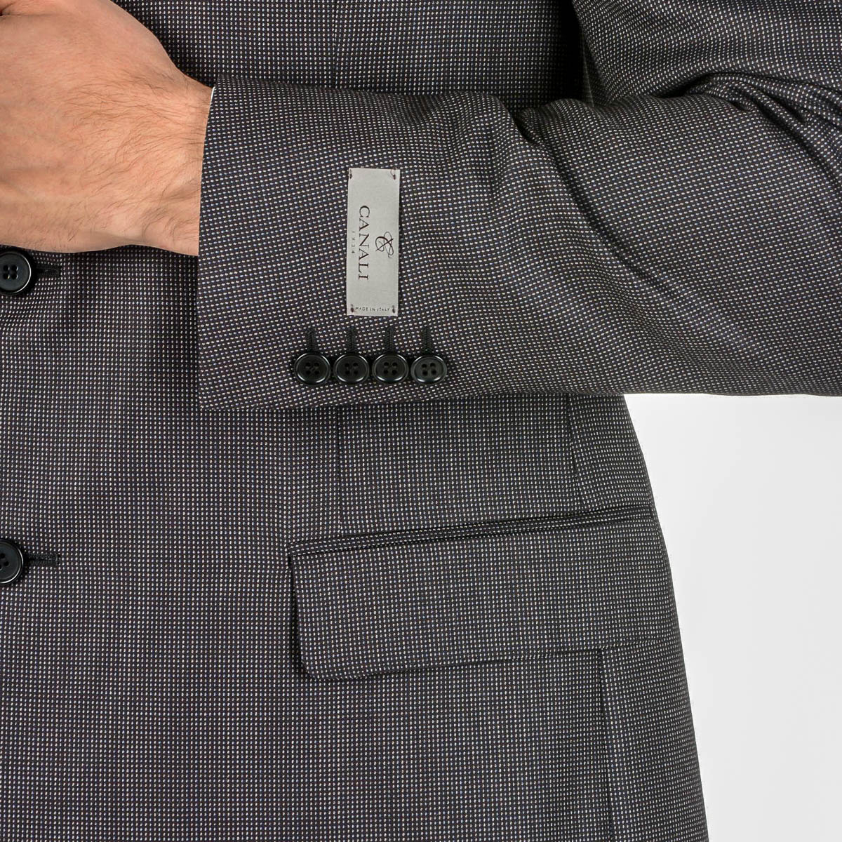 Canali Mens Suit Long Sleeves Dark Grey