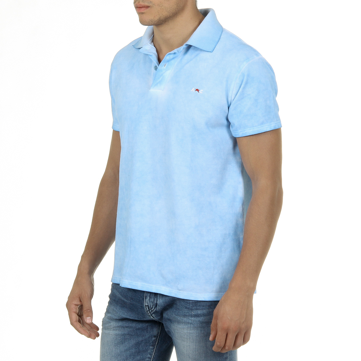 Polo Andrew Charles para hombre de manga corta azul claro SIMBA