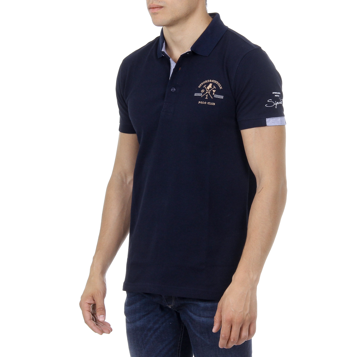 Polo Ufford & Suffolk Polo Club para hombre, manga corta, US025, azul marino