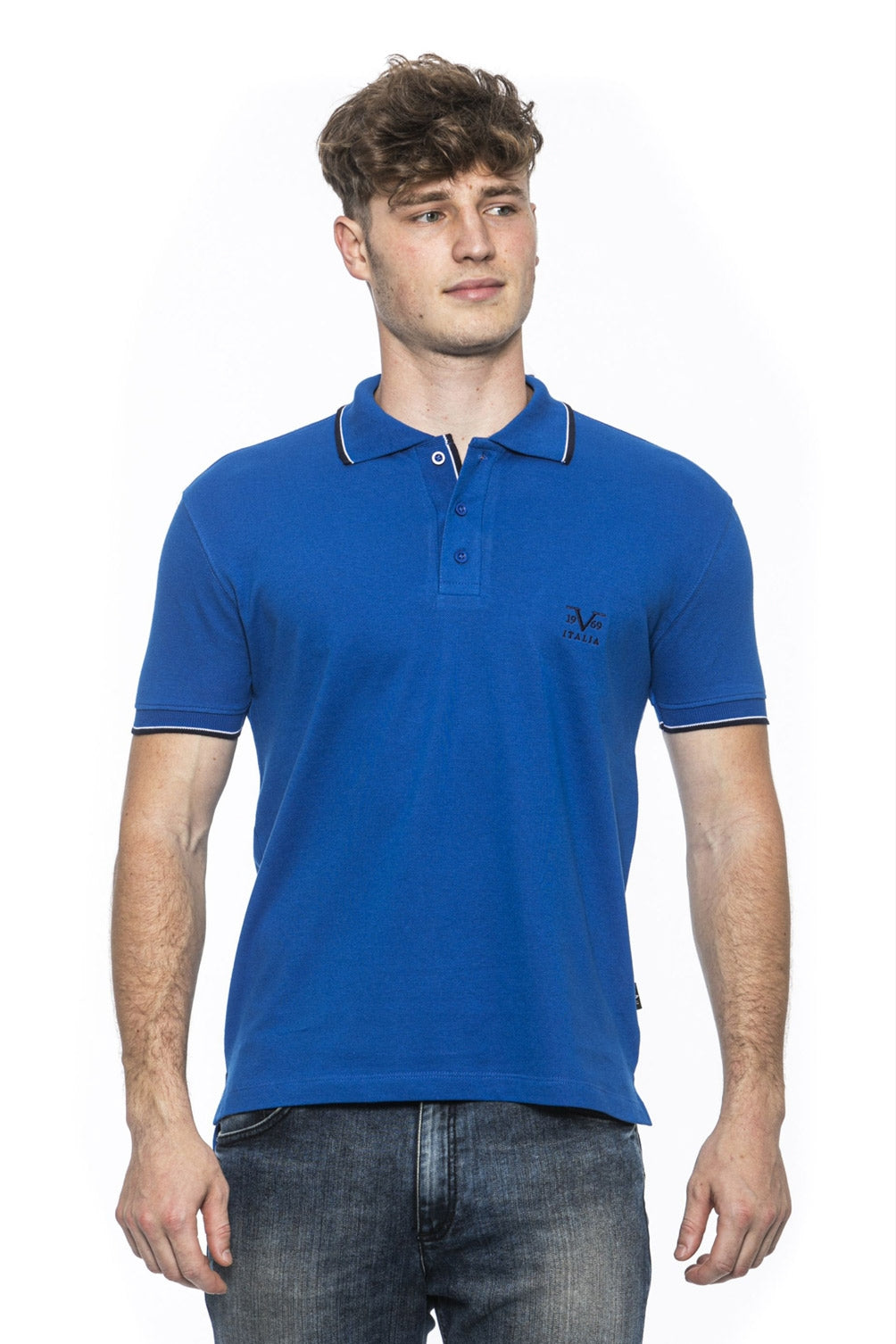 19V69 Italia Polo para hombre Azul COSTINA AZUL REAL