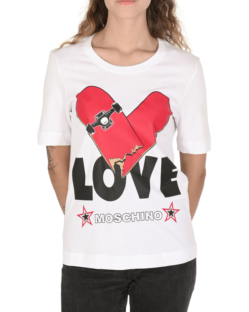 Camiseta de mujer Love Moschino W 4 F15 3S M 3876 A00 BLANCO ÓPTICO