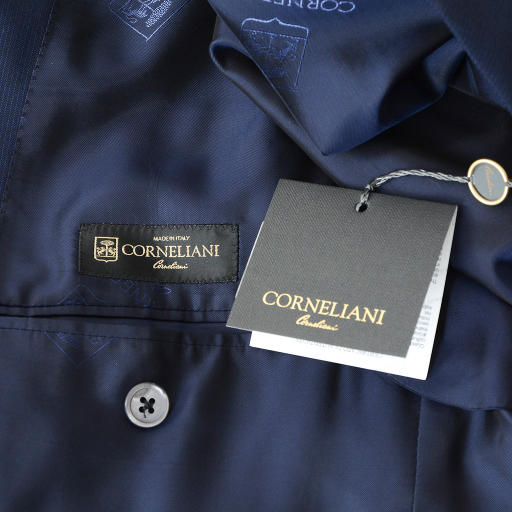 Corneliani Mens Suit Long Sleeves Dark Blue Super 130's