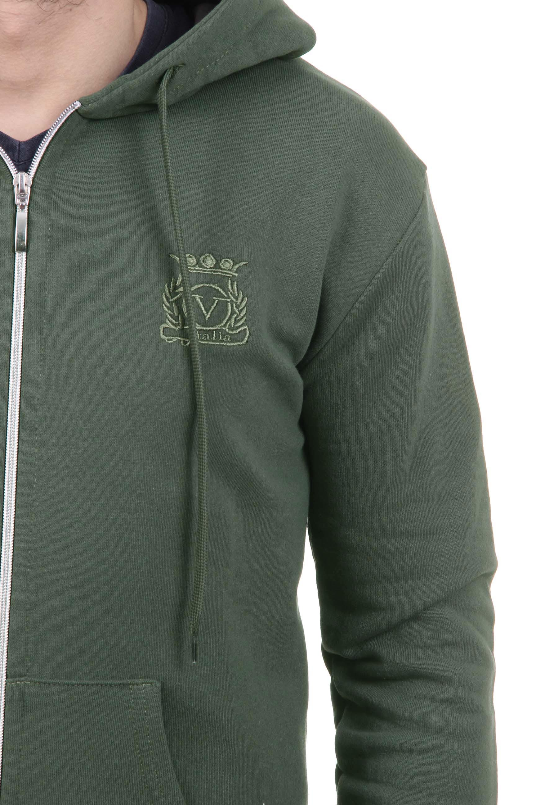 Sudadera con capucha y cremallera V 1969 Italia para hombre, ART. 4468, VERDE MILITAR