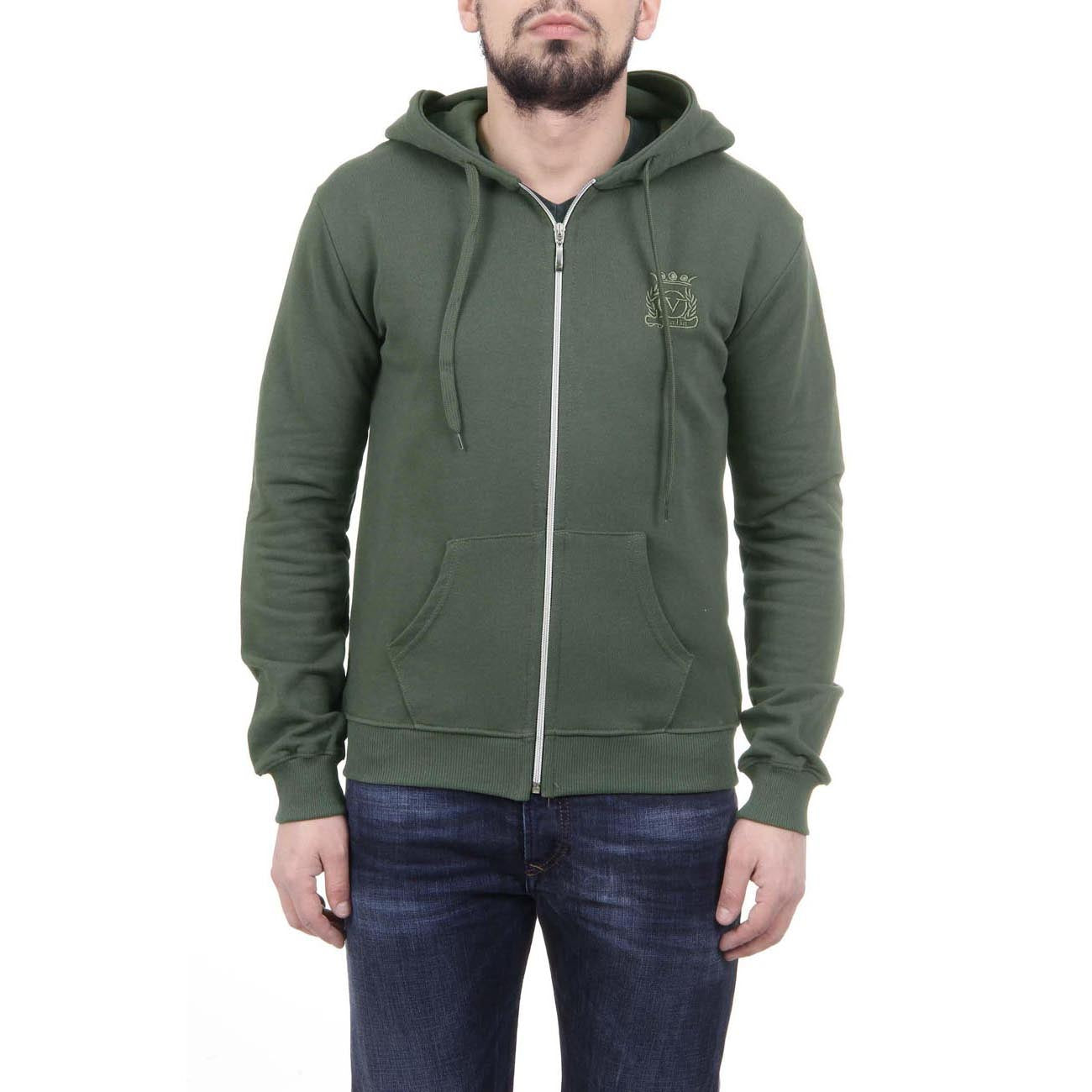 Sudadera con capucha y cremallera V 1969 Italia para hombre, ART. 4468, VERDE MILITAR
