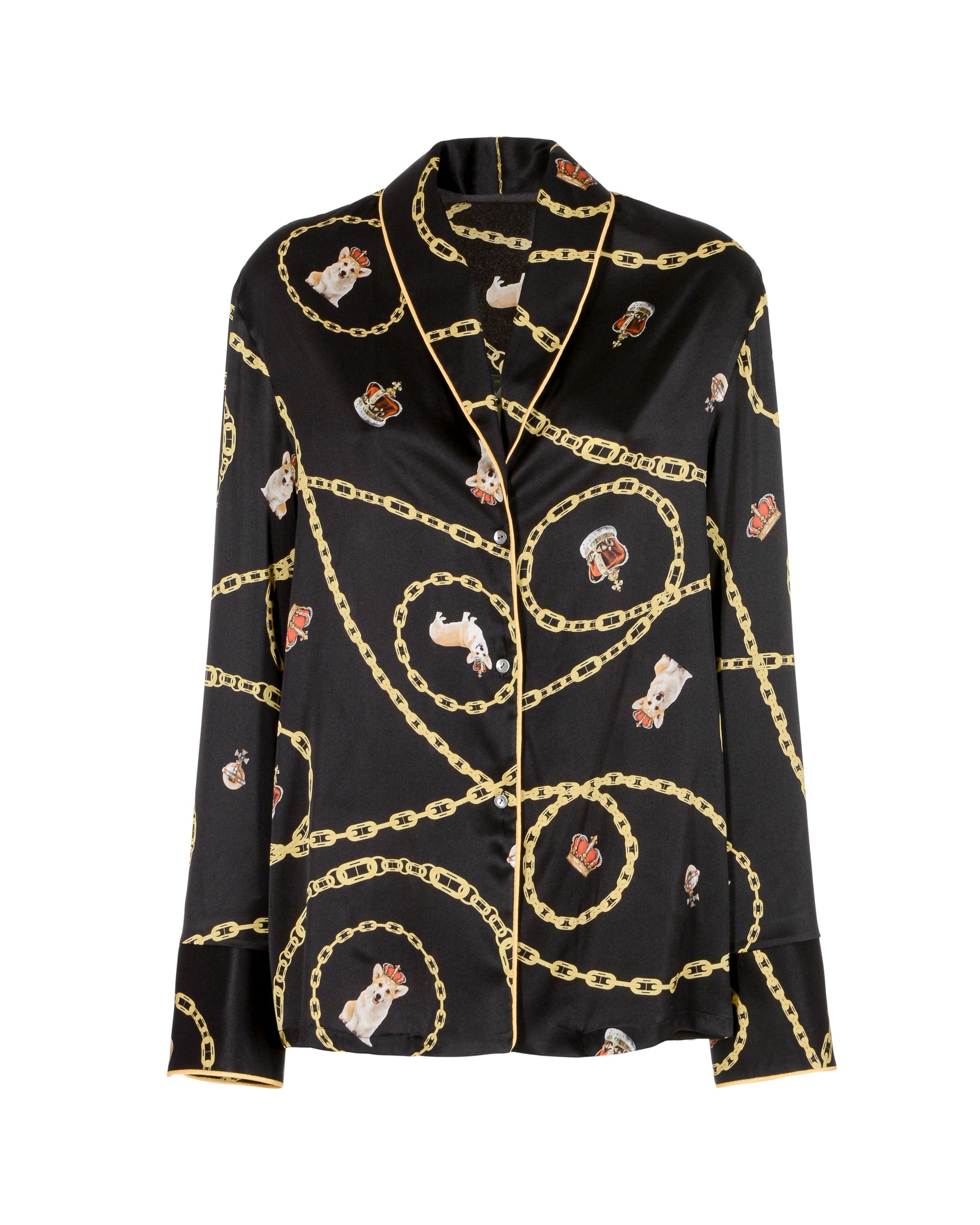 Pijama de seda Queen's Jubilee - Negro