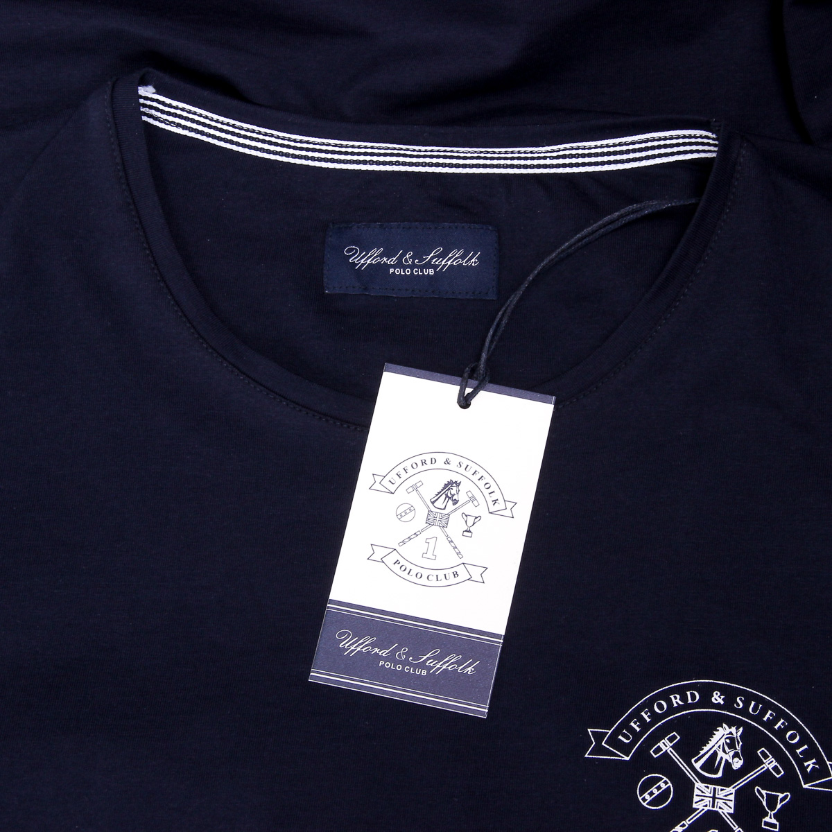 Camiseta de hombre Ufford & Suffolk Polo Club, manga corta, cuello redondo, US028, azul marino