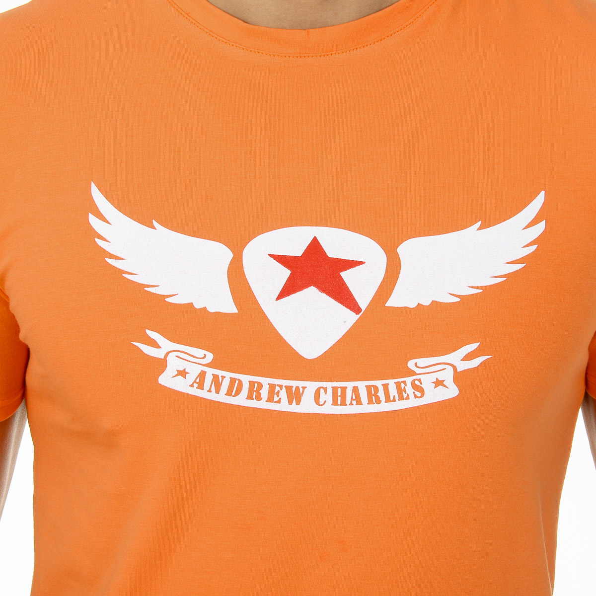 Camiseta Andrew Charles para hombre, manga corta, cuello redondo, naranja, KEITA