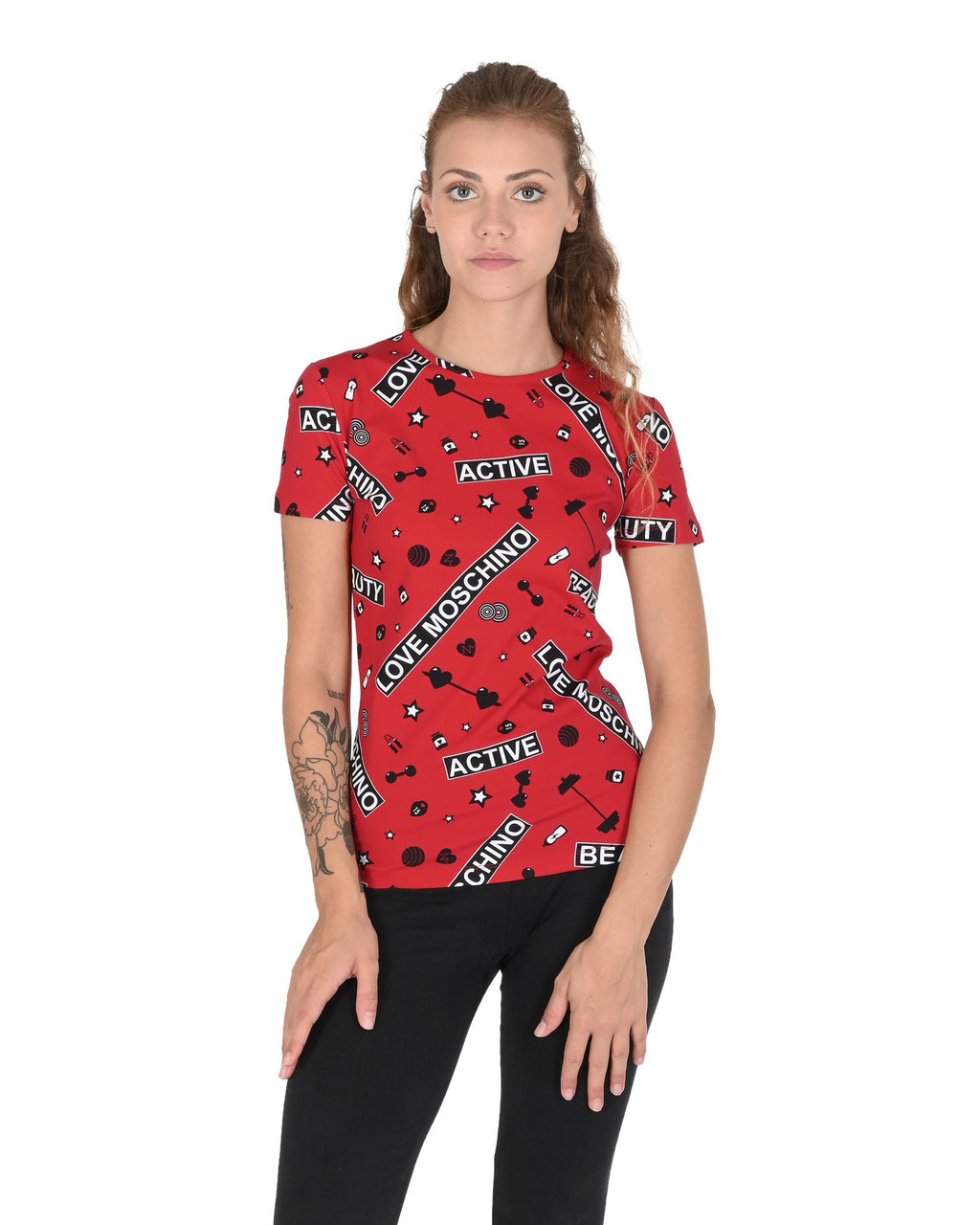 Camiseta de mujer Love Moschino W 4 H16 00 E 2166 0003 GYM FONDO ROSSO