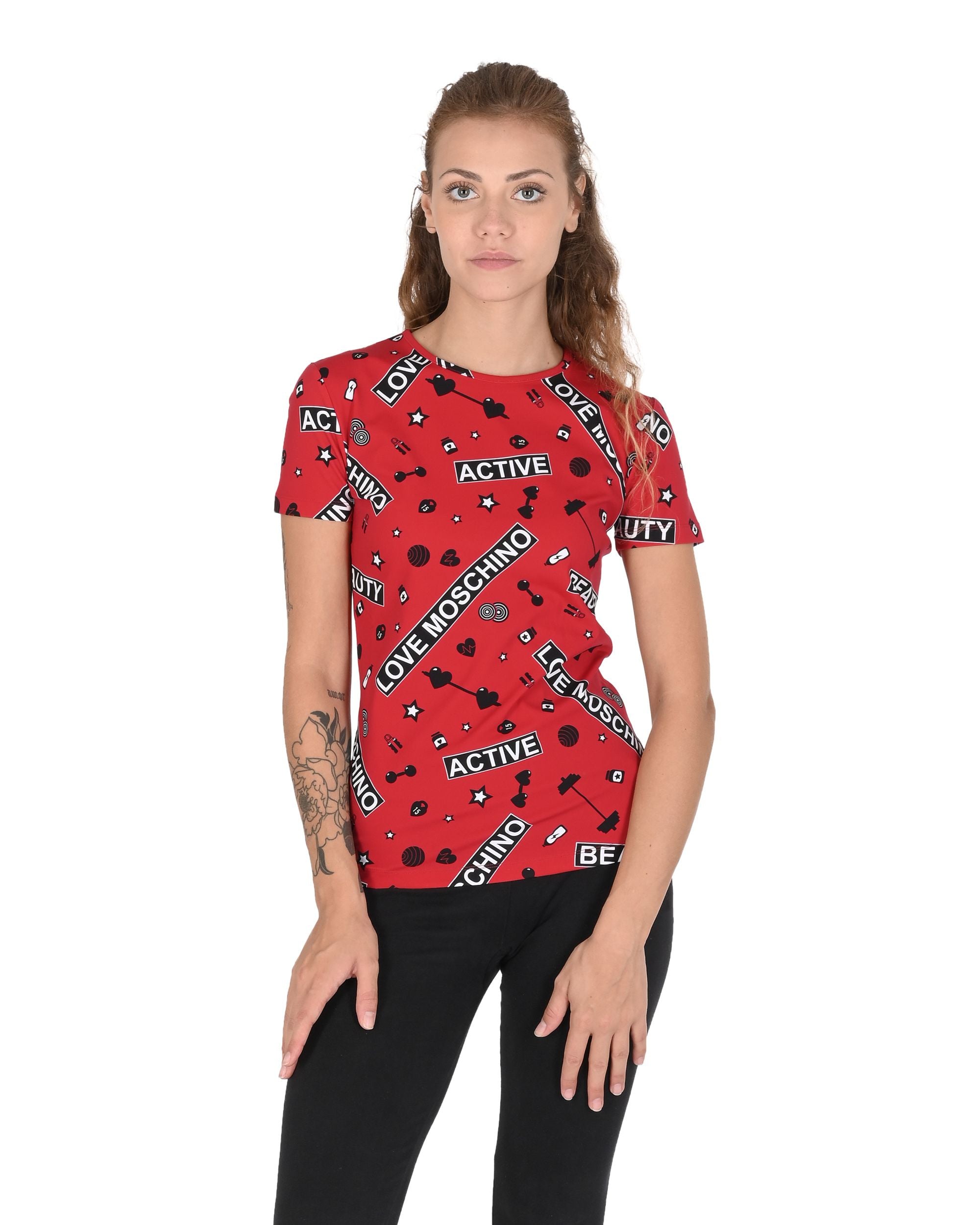 Camiseta de mujer Love Moschino W 4 H16 00 E 2166 0003 GYM FONDO ROSSO