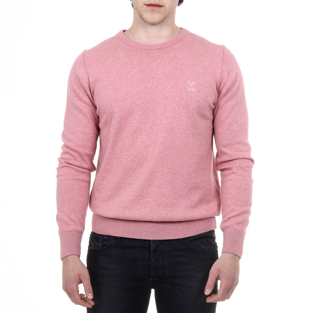 Suéter V 1969 Italia para hombre, manga larga, cuello redondo
