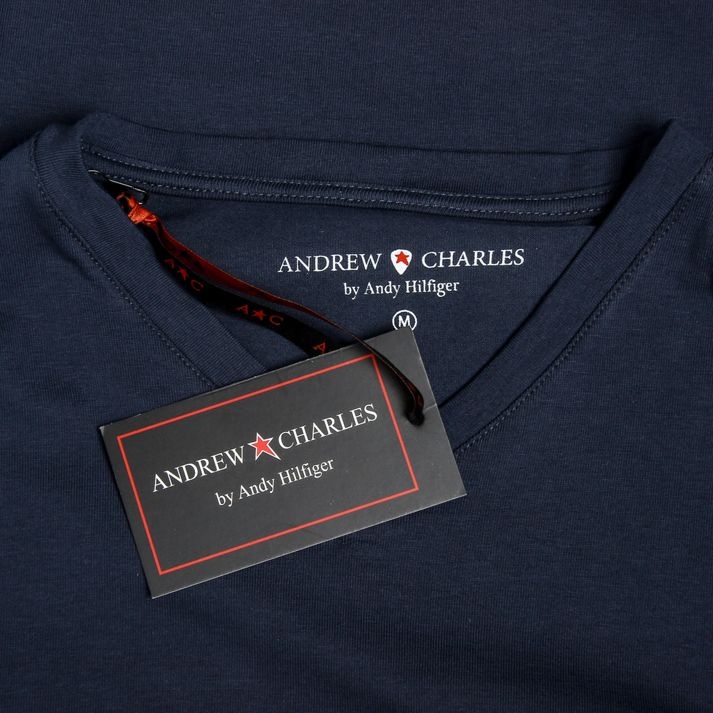 Camiseta Andrew Charles para hombre, manga corta, cuello en V, azul, KENAN