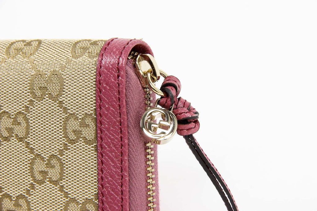 Monedero Gucci Bree Original GG con cremallera para mujer