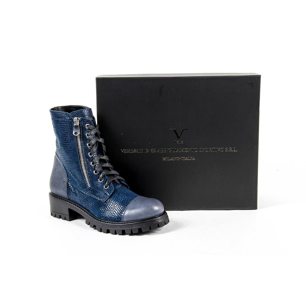 Bota corta Mujer V 1969 Italia B1476 VITELLO + PIETRA BLU