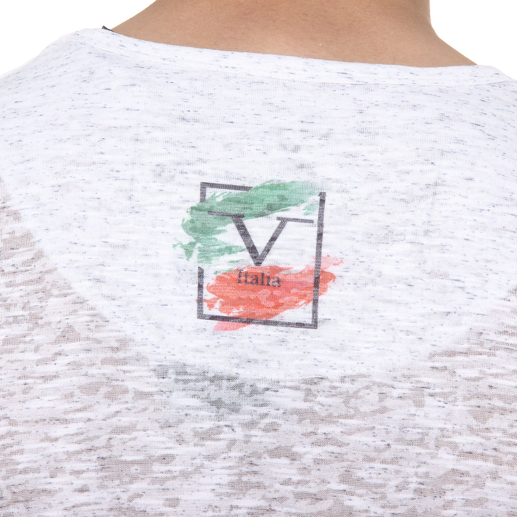 V 1969 Italia Mens T-shirt Short Sleeves V-Neck White LUCAS