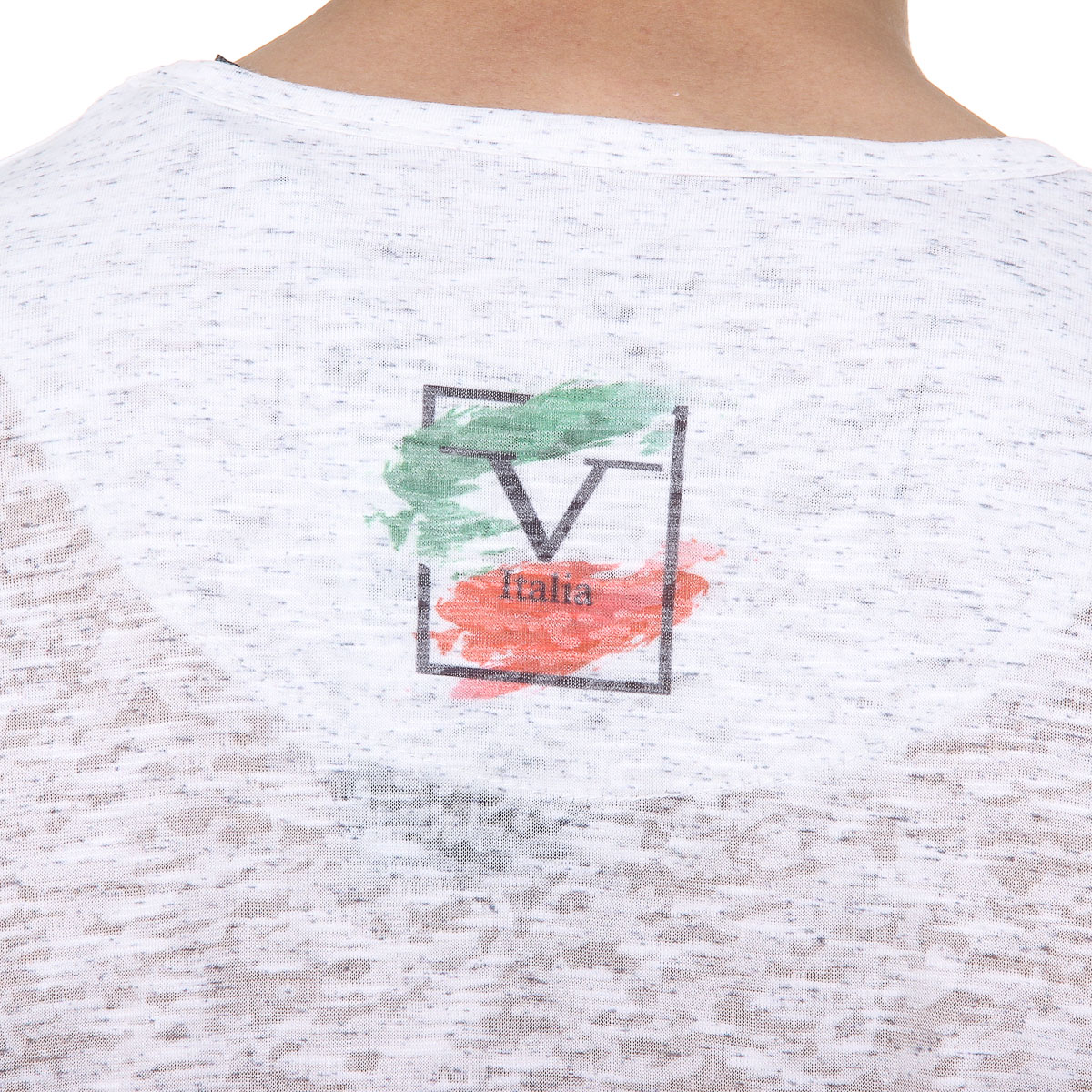 V 1969 Italia Mens T-shirt Short Sleeves V-Neck White LUCAS